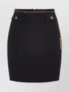 Elisabetta Franchi Black Skirt With Metallic Pendant And Patch Pockets In Fabric Woman In Black