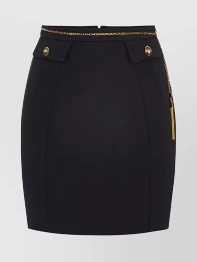 ELISABETTA FRANCHI HIGH WAIST MIDI SKIRT WITH CHAIN DETAIL
