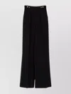 Elisabetta Franchi High Waist Pleated Wide Leg Trousers In Black