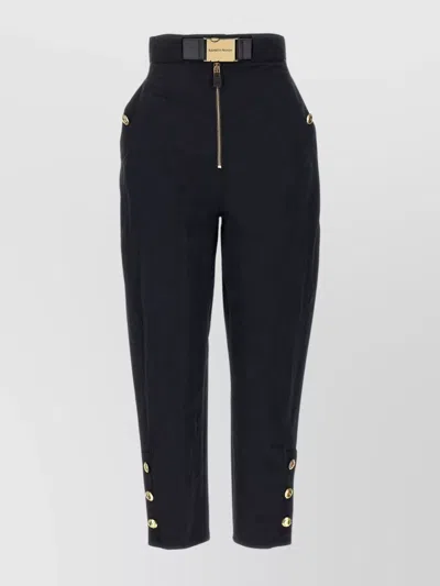 Elisabetta Franchi High Waist Sailing Pants With Gold Hardware In Black