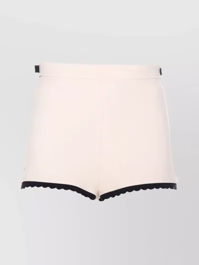 Elisabetta Franchi High Waist Scalloped Hem Shorts With Contrast Trim In Pink