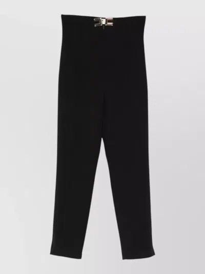 Elisabetta Franchi High Waist Skinny Trousers Cropped Slits In Black