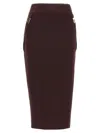 Elisabetta Franchi Corsetry-inspired Midi Skirt With Zigzag Stitching In Brown