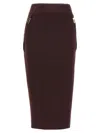 Elisabetta Franchi Corsetry-inspired Midi Skirt With Zigzag Stitching In Brown