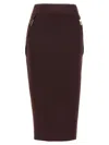 Elisabetta Franchi Corsetry-inspired Midi Skirt With Zigzag Stitching In Brown