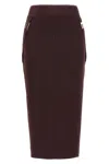 Elisabetta Franchi Corsetry-inspired Midi Skirt With Zigzag Stitching In Burgundy