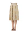 Elisabetta Franchi Pleated Midi Skirt With Wide Belted Waist In Nude