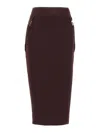 Elisabetta Franchi Skirt In Bi-elastic Fabric With Jewel Logo In Brown