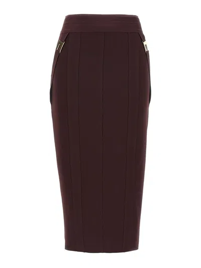 ELISABETTA FRANCHI FALDA SEMILARGA - ROJO OSCURO