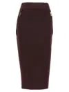 Elisabetta Franchi Corsetry-inspired Midi Skirt With Zigzag Stitching In Brown
