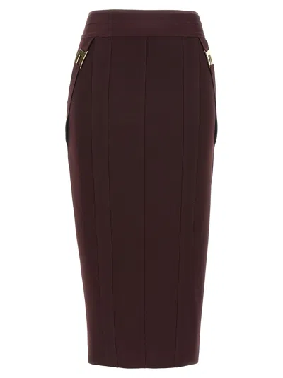 Elisabetta Franchi High Waist Skirt Seam Detailing Knee-length In Brown