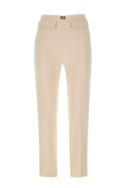 Elisabetta Franchi Slim Fit Straight Cut Trousers In Neutral