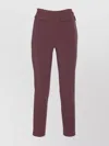 Elisabetta Franchi High Waist Tight Fit Trousers With Gold Button Detail In Burgundy