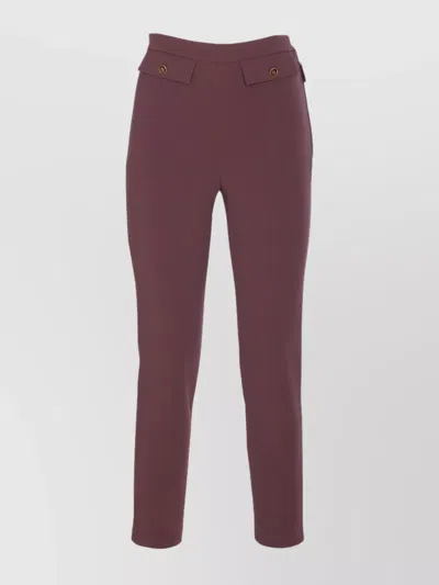 ELISABETTA FRANCHI HIGH WAIST TIGHT FIT TROUSERS WITH GOLD BUTTON DETAIL
