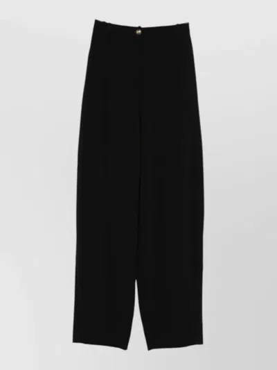 Elisabetta Franchi High Waist Trousers Belt Loops Wide Leg In Black