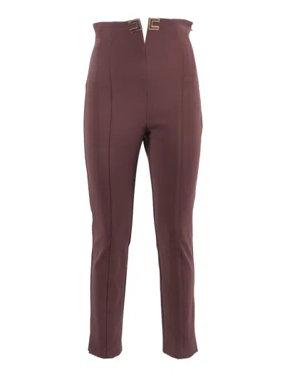 Elisabetta Franchi High Waist V Notch Straight-leg Pants In Animal Print