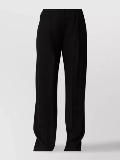 Elisabetta Franchi High Waist Wide Leg Trousers With Pockets In Black