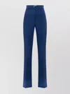 Elisabetta Franchi High Waist Wide Leg Trousers With Side Slits In Blue