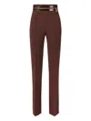 Elisabetta Franchi High-waistband Zip Trousers In Brown