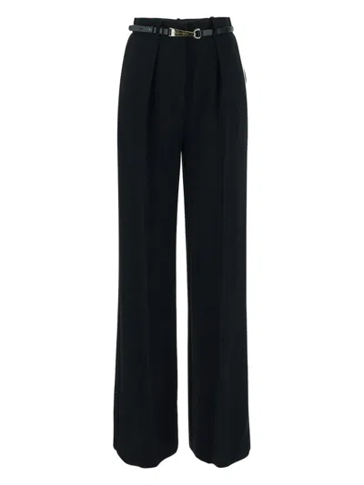 Elisabetta Franchi High Waisted Belted Straight In Black