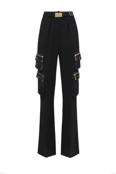 Elisabetta Franchi High-waisted Black Trousers With Cargo Pockets