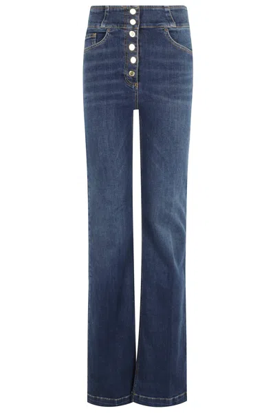 Elisabetta Franchi High-waisted Blue Denim Jeans