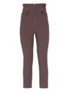 Elisabetta Franchi High Waist Cropped Trousers Pockets In Brown