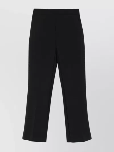 Elisabetta Franchi High-waisted Cropped Trousers With Pocket Details In Black