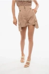 Elisabetta Franchi High-waisted Denim Cargo Shorts In Brown