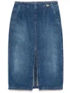 Elisabetta Franchi High-waisted Denim Midi Skirt In Blue