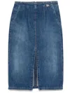 Elisabetta Franchi High-waisted Denim Midi Skirt In Blue