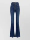 Elisabetta Franchi High-waisted Flared Leg Trousers With Button Detailing In Blue