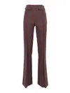 Elisabetta Franchi High-waisted Flared Pants With Decorative Button Details In Burgundy