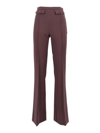 ELISABETTA FRANCHI HIGH-WAISTED FLARED PANTS WITH DECORATIVE BUTTON DETAILS