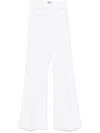 Elisabetta Franchi Logo-plaque Crepe Trousers In White