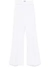 Elisabetta Franchi Logo-plaque Crepe Trousers In White