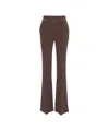 Elisabetta Franchi High-waisted Flared Trousers With Chain Detail In Brown