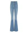 Elisabetta Franchi High Waisted Jeans With Buttons In Animal Print