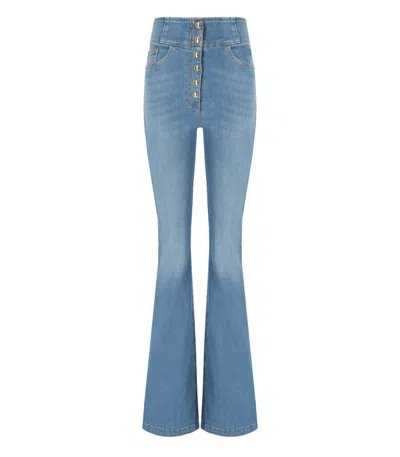 Elisabetta Franchi High Waisted Jeans With Buttons In Blue