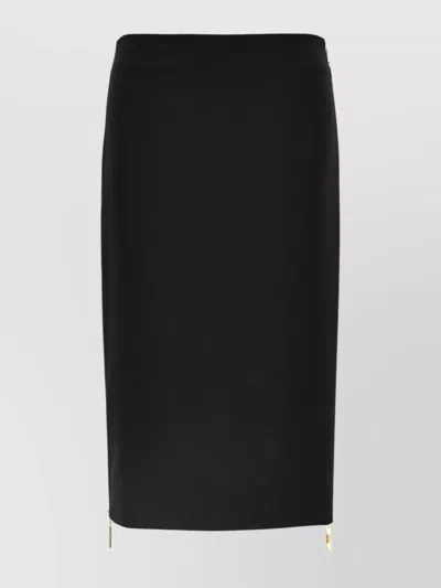 Elisabetta Franchi High-waisted Knee-length Fitted Skirt With Gold Zipper In Black