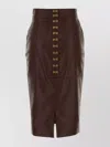 Elisabetta Franchi High-waisted Midi Skirt Front Slit In Brown
