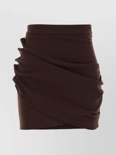 Elisabetta Franchi High-waisted Mini Skirt Featuring Button Detail In Brown