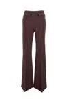 Elisabetta Franchi High-waisted Flared Pants With Decorative Button Details In Brown