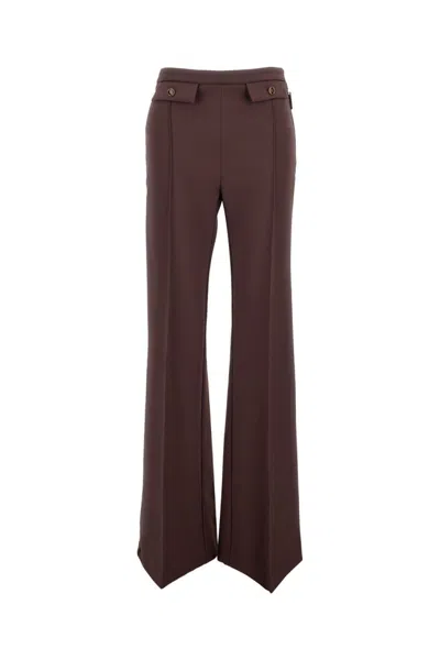 Elisabetta Franchi High-waisted Palazzo Trousers In Brown