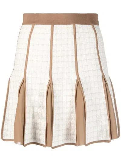 Elisabetta Franchi High-waisted Pleated Skirt In Neutrals