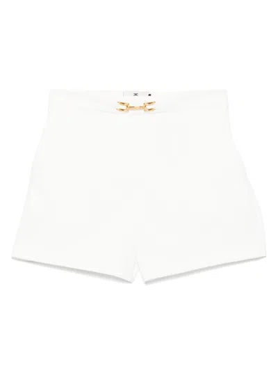 Elisabetta Franchi High-waisted Polyester Trousers In White