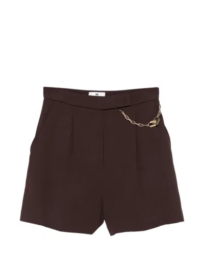 Elisabetta Franchi High-waisted Shorts In Brown