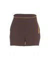 Elisabetta Franchi High-waisted Shorts With Gold Chain Detail In Brown