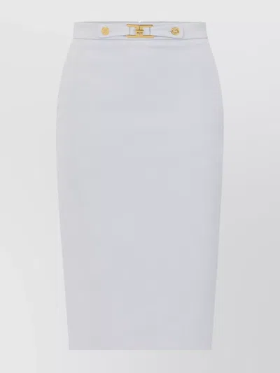 Elisabetta Franchi High-waisted Skirt Button Gold Hardware In White
