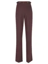 Elisabetta Franchi High-waisted Straight-leg Trousers With Button Detailing In Brown